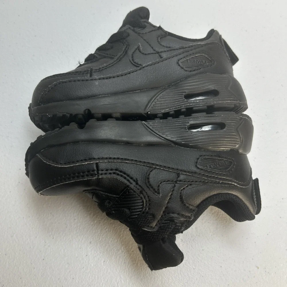 Nike Air Max 90 LTR Toddler Size 7C Triple Black Shoes Sneakers